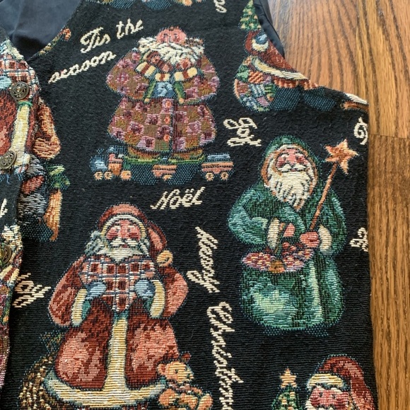 Bobbie Brooks sz XL Santa tapestry vintage button down vest - Picture 8 of 8
